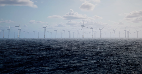 offshore windmill windfarm on sea